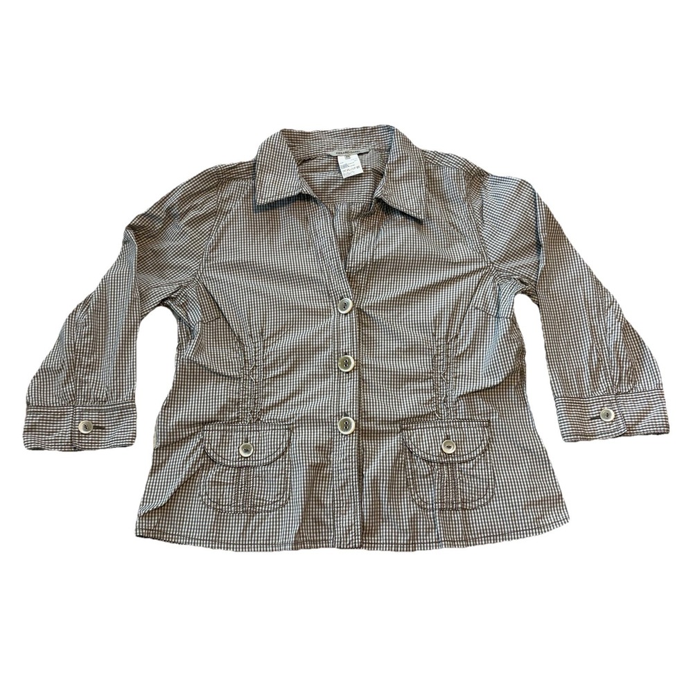 Gerard Darel Jacket Womens Size 44 Large Gingham Check Luxury Button Up Shirt
